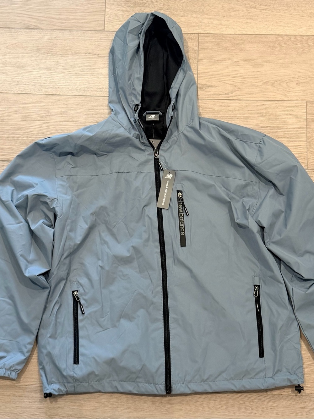 NWT New Balance Men's XL Slate Blue Gray Hooded Windbreaker Jacket